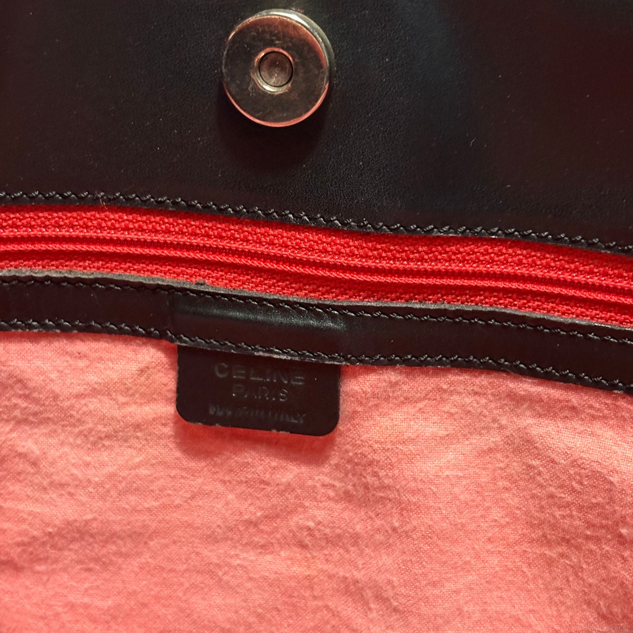 CELINE black leather drawstring tote bag