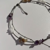 ハート×天然石　2連ネックレス［SSN039］