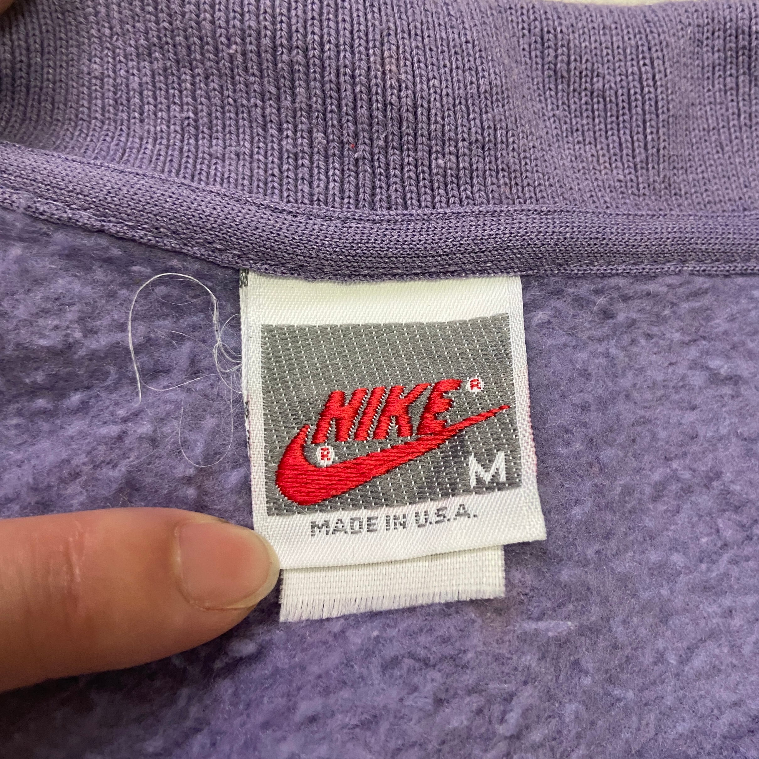 【希少デザイン】90s NIKE 両面ロゴ刺繍 ライン スウェット トレーナー