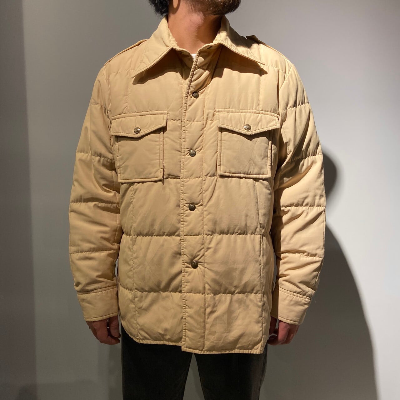 80s eddie bauer エディーバウアー 黒タグ ダウンシャツ usa製