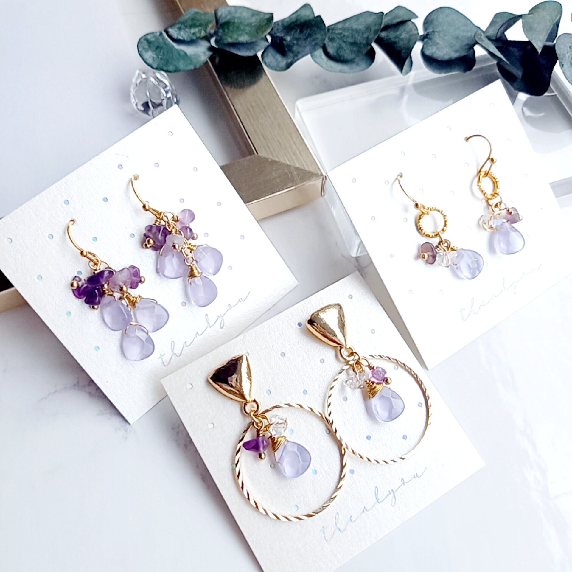 天然石ピアス マリアライトキャッツアイ ① | yumecocolino