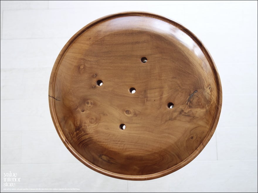 チーク鉄脚バースツール円 イス 椅子 チェア アイアン 木製