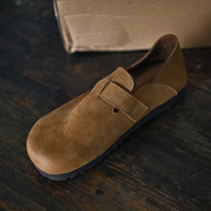 ラウンドトゥフラットヒールレザーシューズ W10257