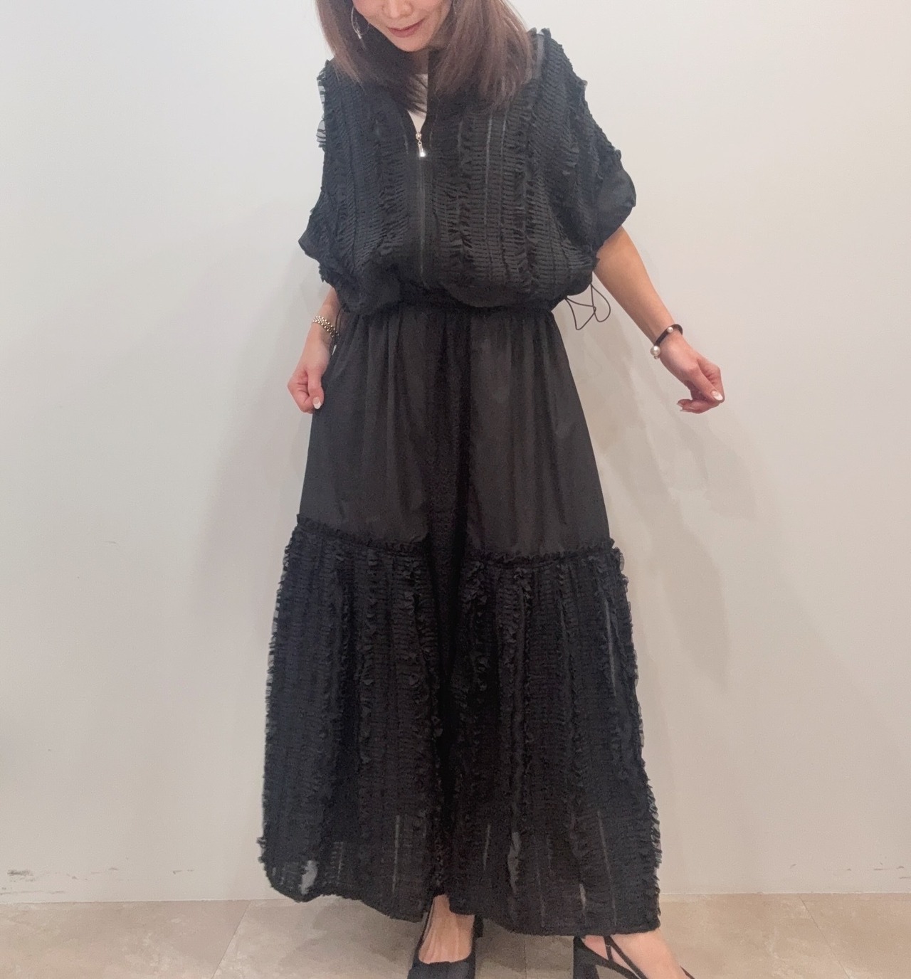 ガレナ GARENA シフォンフリルブルゾン