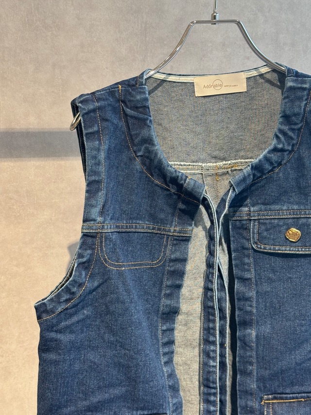 front ribbon denim vest