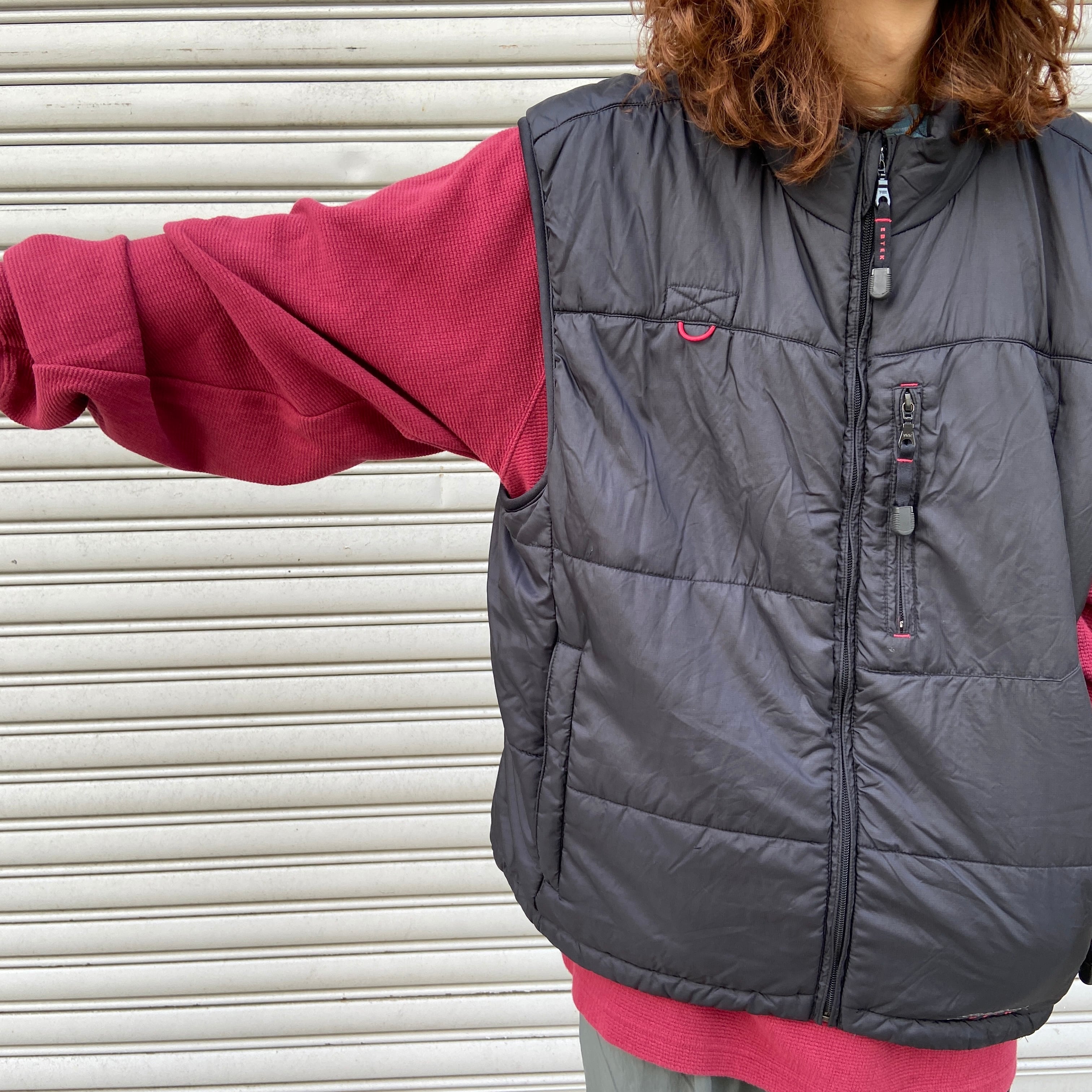 送料無料』eddie bauer EBTEK 中綿ベスト XL プリマロフト 黒 90s