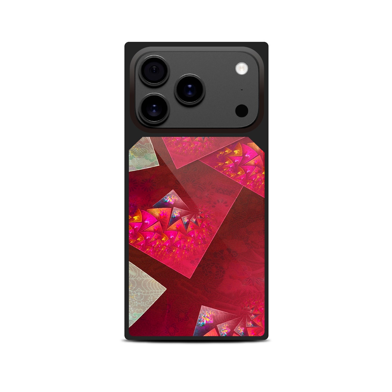 華札 - 和風 四角型 強化ガラスiPhoneケース