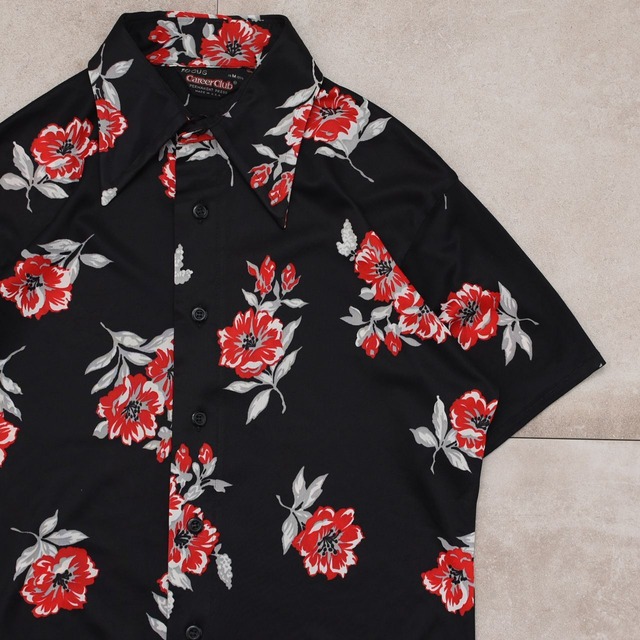 70's Career Club flower polyester shirt