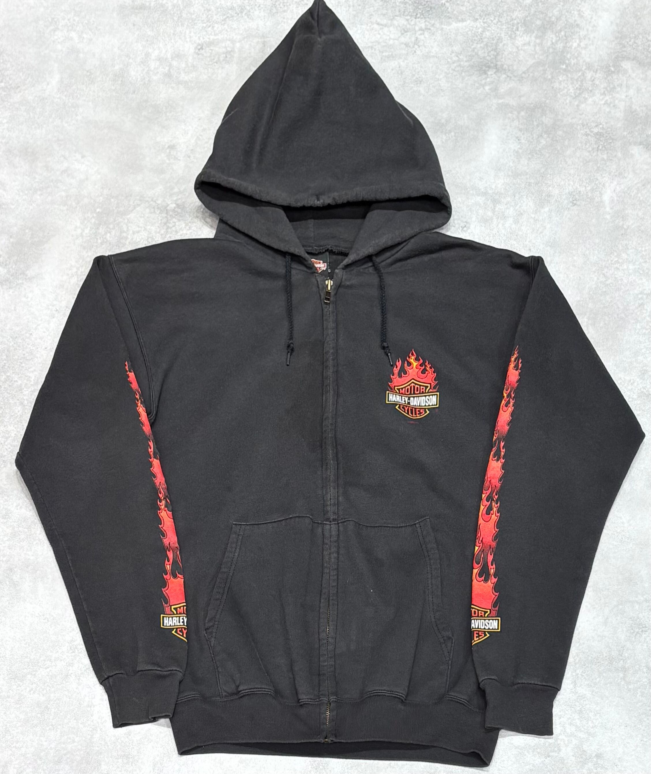 M】00's Harley-Davidson Zip Hoodie Flame WEST PALM BEACH