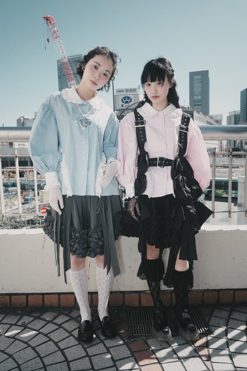 リボンフリルショートパンツ　BLACK