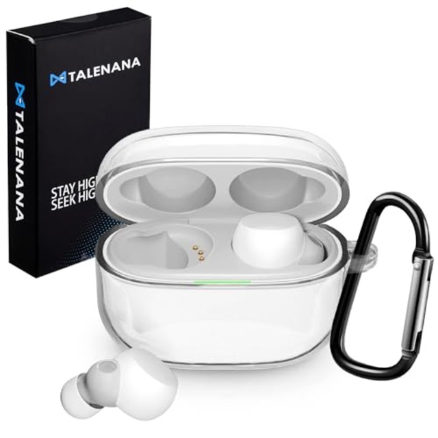 TALENANA for Sony LinkBuds S WF-LS900Nケース クリア 保護カバー TPU素材 防水 キズ防止 WF-LS900N保護ケース 装着充電可能 WF-LS900N ケース 落下防止 耐衝撃 全面保護 カラビナ付き WF-LS900N 対応 (クリア)