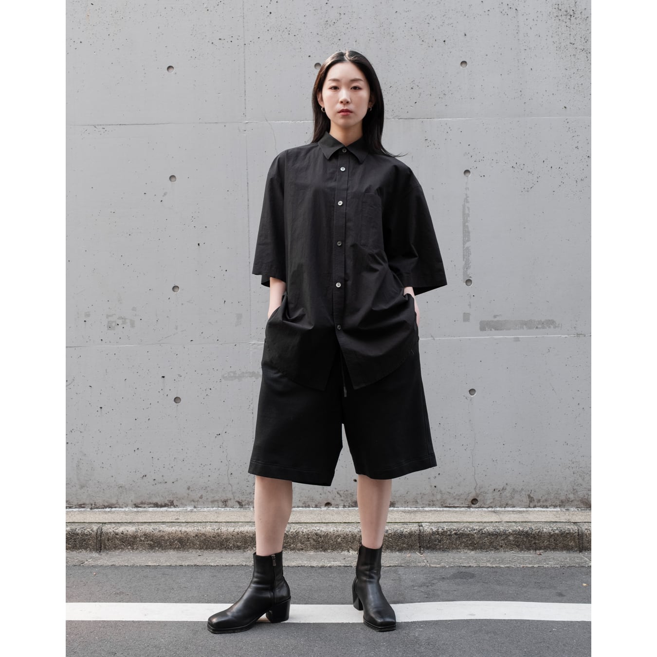 ノーマット Nomàt] (ノマット) 25SS N-P-16 Elastic Short Pants（Black Paint