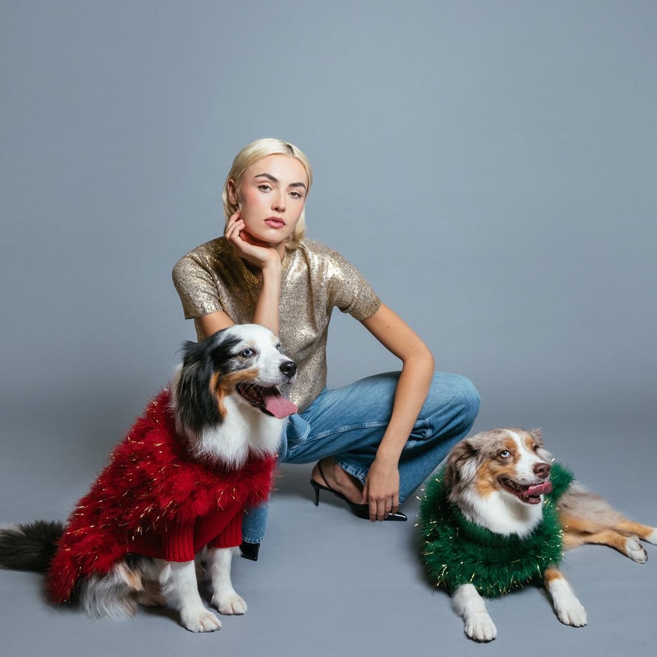  ヴルペス　フォックス　オーナメント　グリーン Christian Cowan Holiday Glitz Jumper（Emerald Green