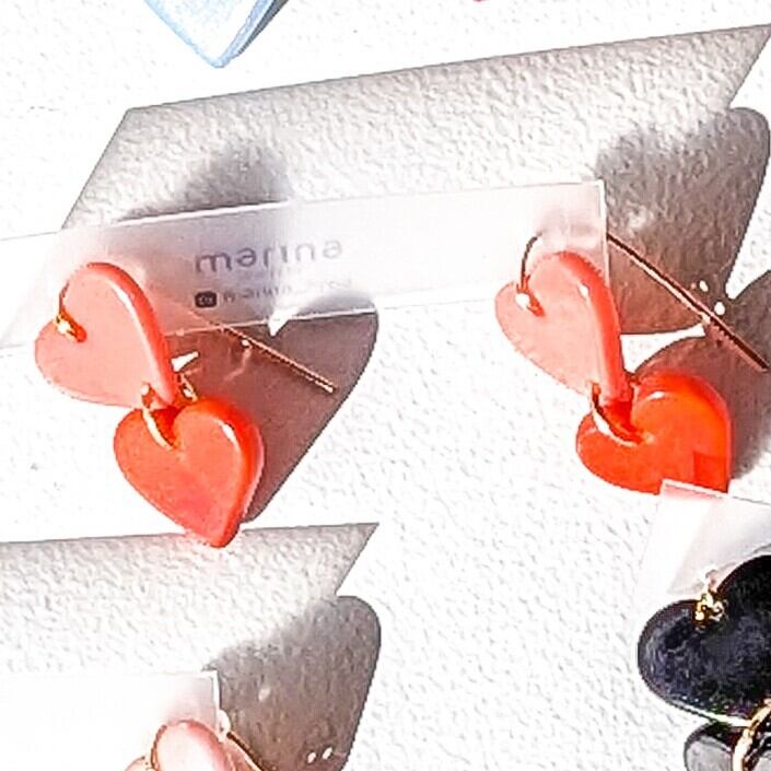 LIMITED0●/ 14kgf 2Hearts Tagua Nuts pierced earrings / clip on