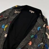 PAUL & JOE SISTER ポール&ジョーシスター 猫総柄 ジップアップ ワンピース ジャケット サイズ 40/ブラック×マルチ