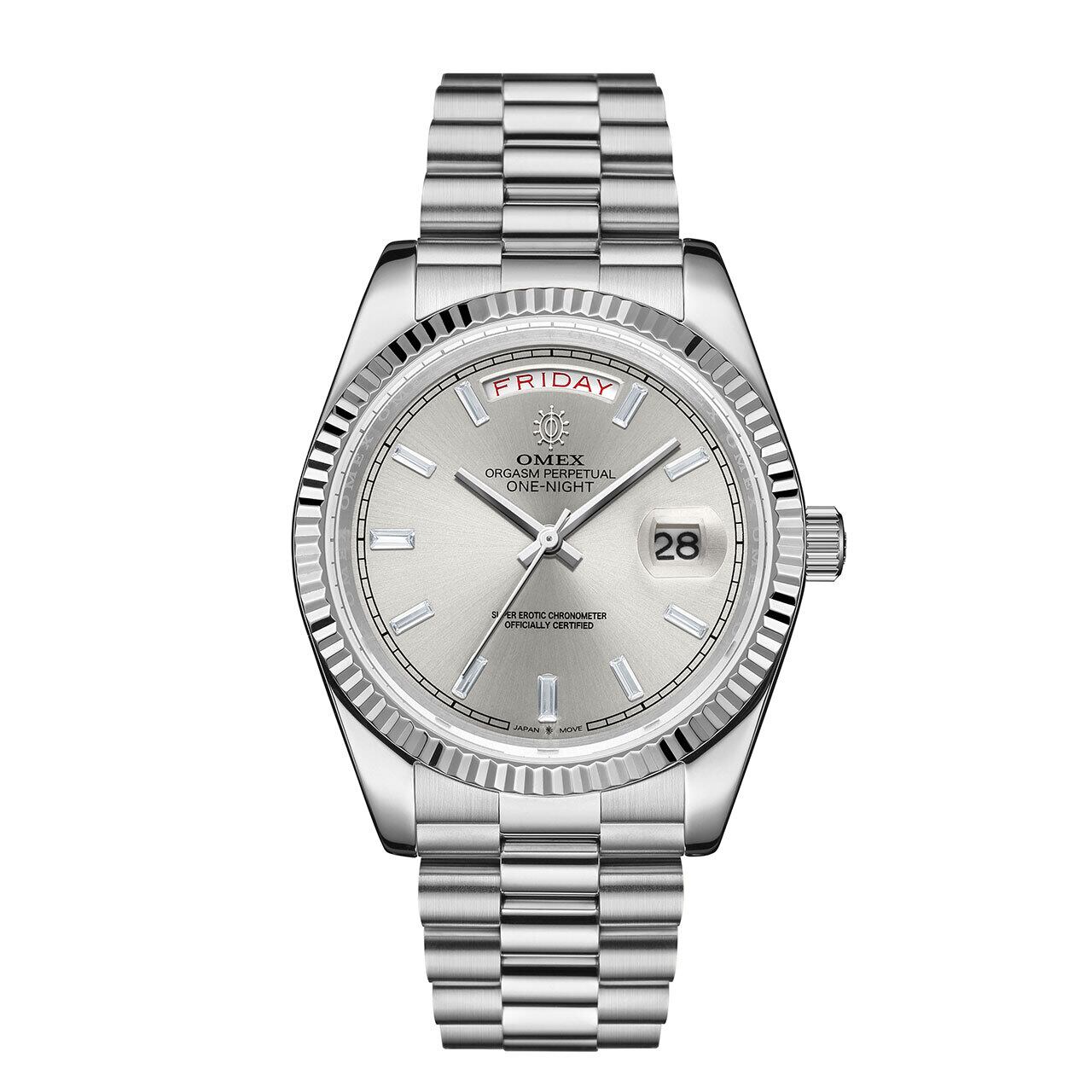 【OMEX】AUTOMATIC DAY & DATE MODEL ONE-NIGHT シルバー