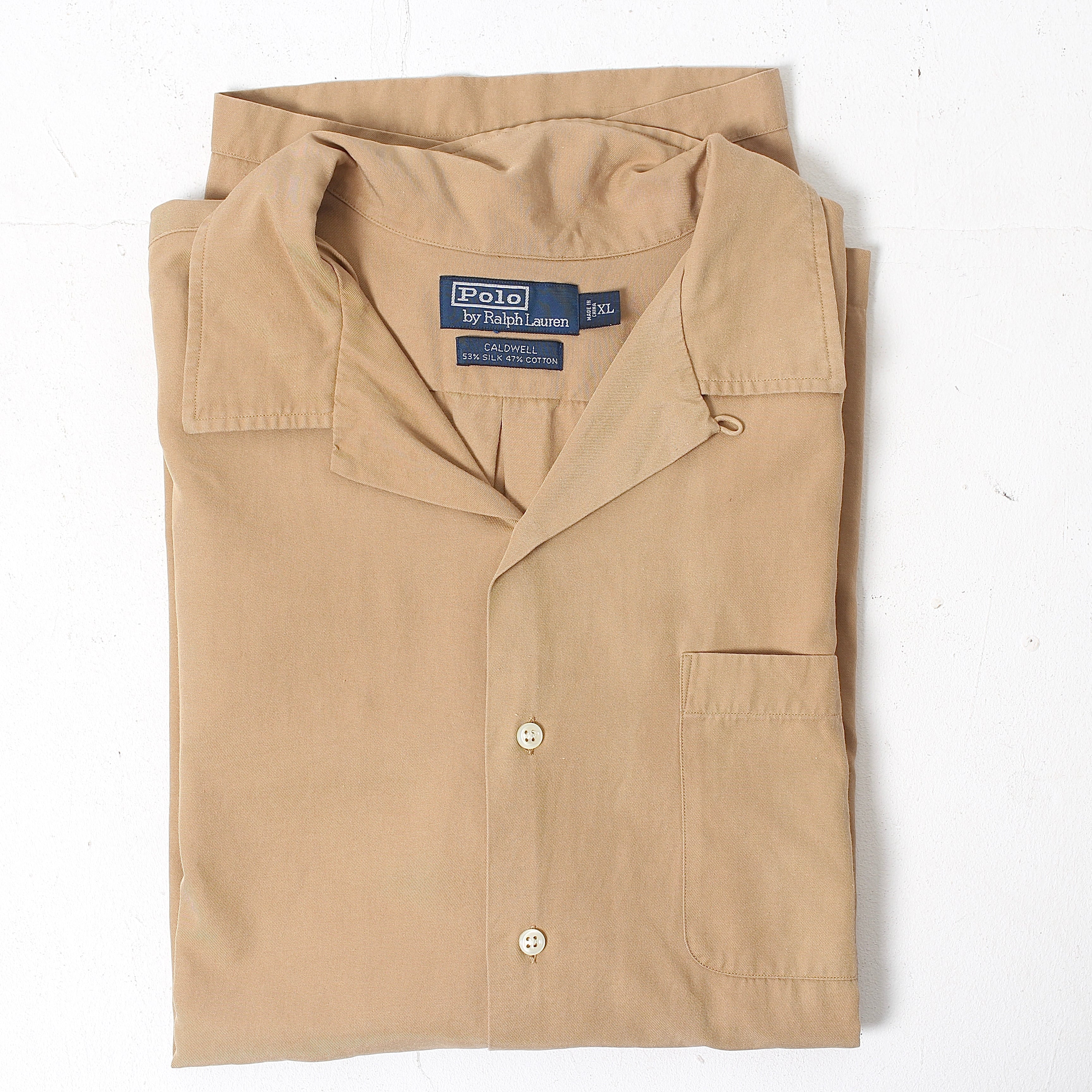 トップス 90s Polo Ralph Lauren Caldwell XXL Silk 1990s～Polo by Ralph Lauren CALDWELL SILK COTTON S/S BOX SHIRT XL