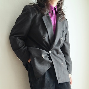 【Set B】"70's-80's European vintage" "PURE NEW WOOL" double-breasted tailored jacket