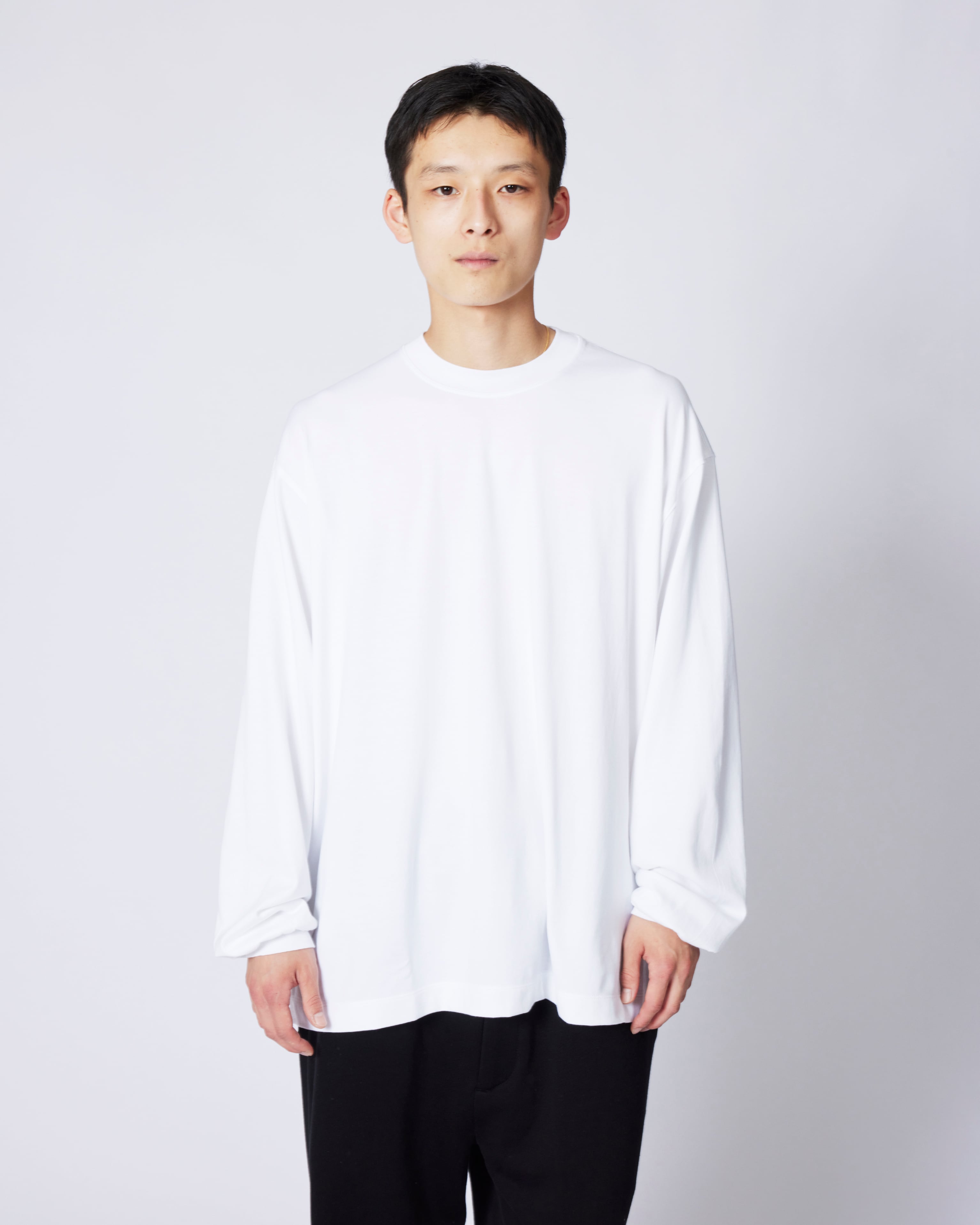 everyone rich cotton long sleeve tee shirt (WHITE) | everyone