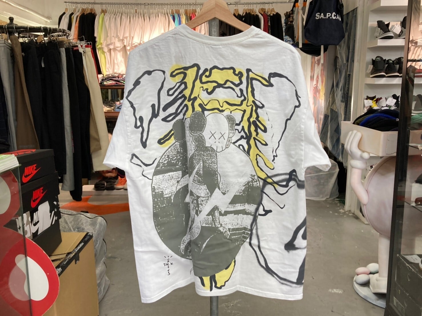 TRAVIS SCOTT CACTUS JACK + KAWS FOR FRAGMENT TEE AGED YELLOW LARGE ...