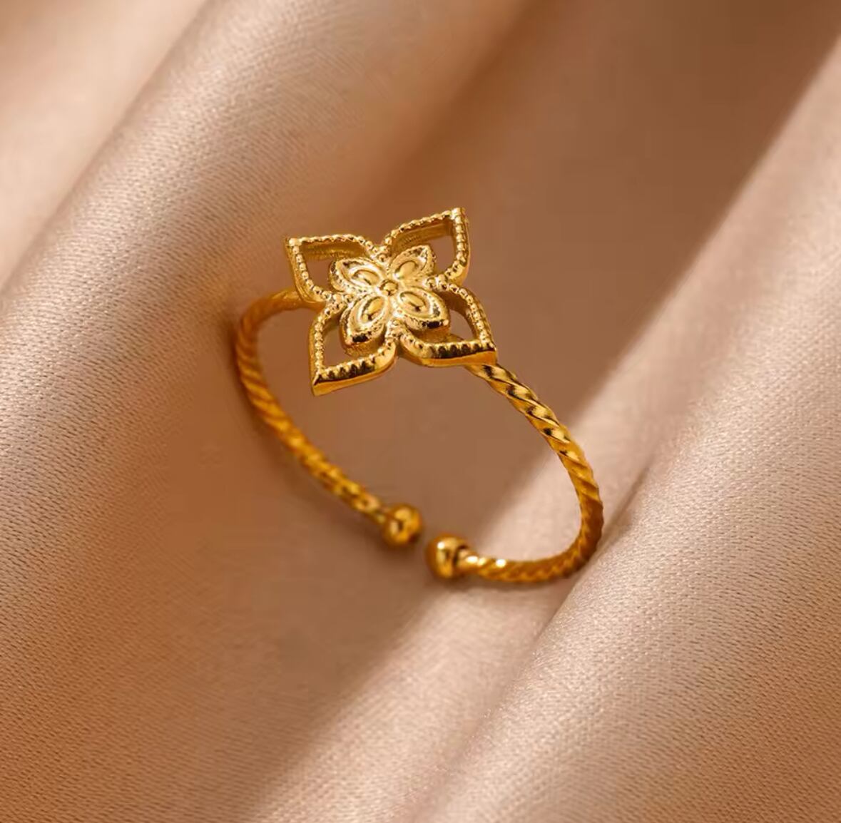 金アレ対応 ゴールドデザインオープンリング(0767)