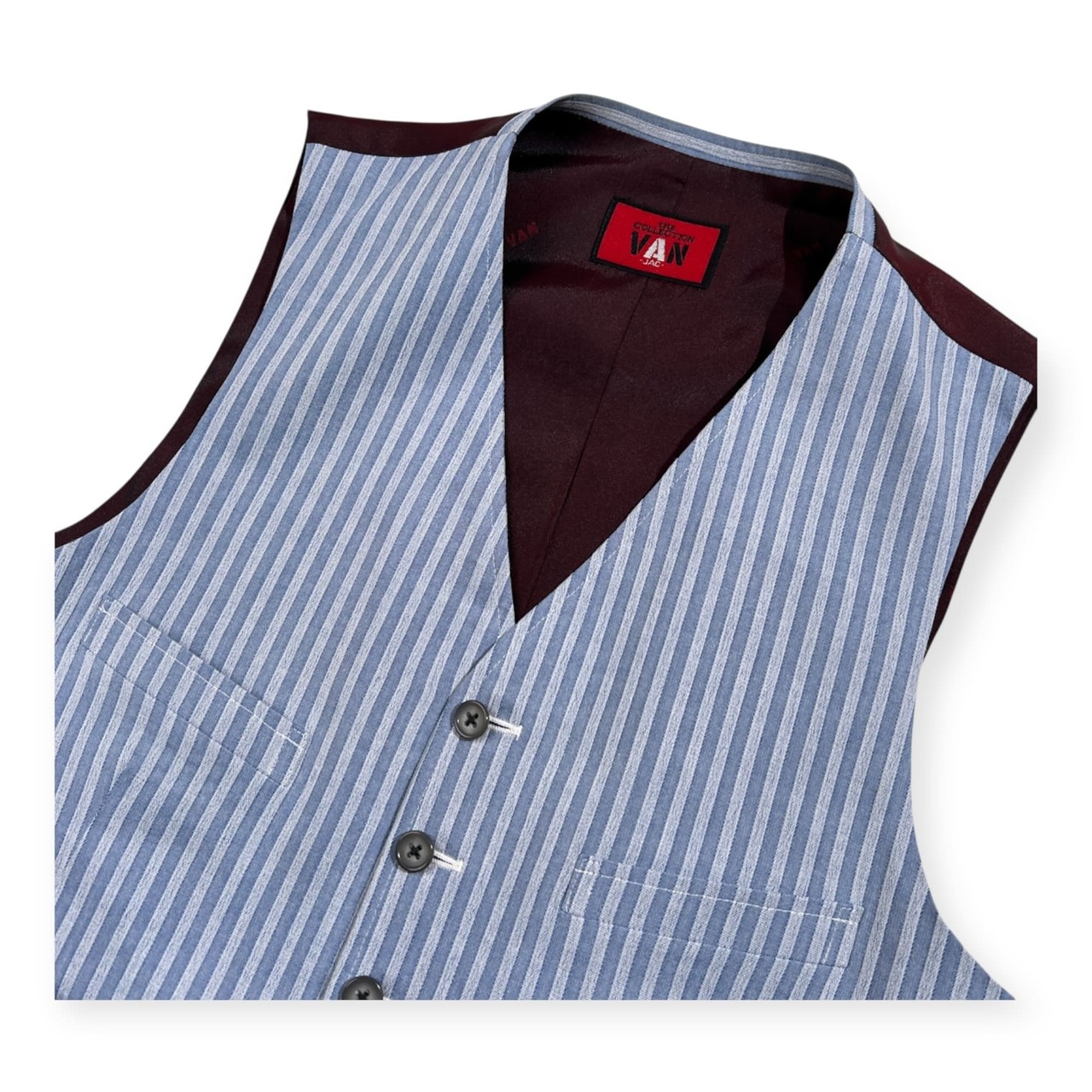 THE COLLECTION VAN JAC ヴァンヂャケット ストライプ オーダー ジレ ベスト AB5 /メンズ/水色ブルー系/紙タグなし/未使用品