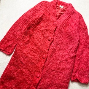 vintage 1970’s SEARS red mohair hand knit coat