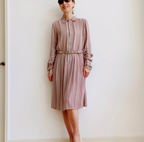 deby debo レトロプリント ロングシャツデザインフレンチプリントワンピースM(FRANCE);deb116029:¥23,000＋tax