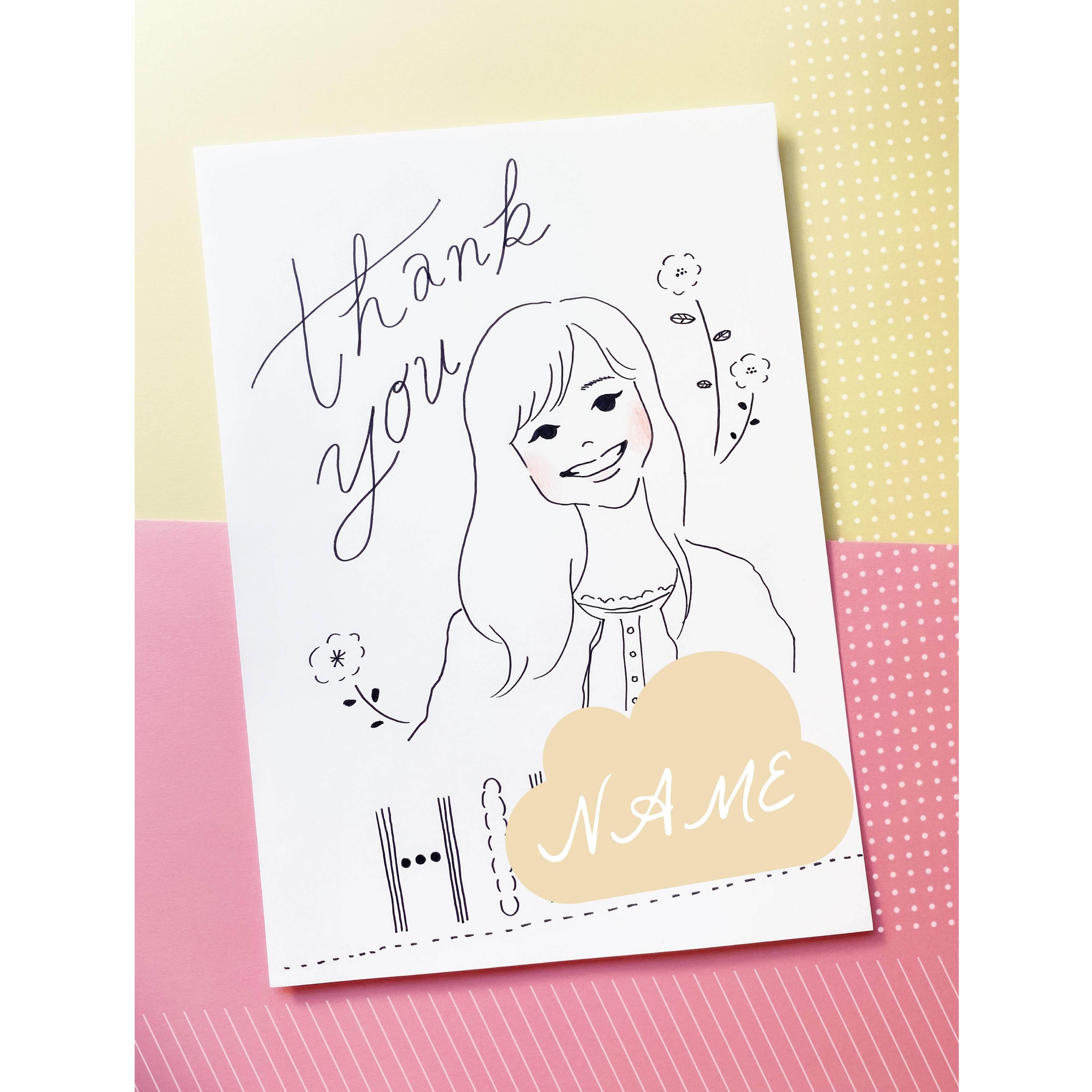 名刺サイズの小さなモノクロ似顔絵『KURO YURU NIGAOE（アナログ似顔絵