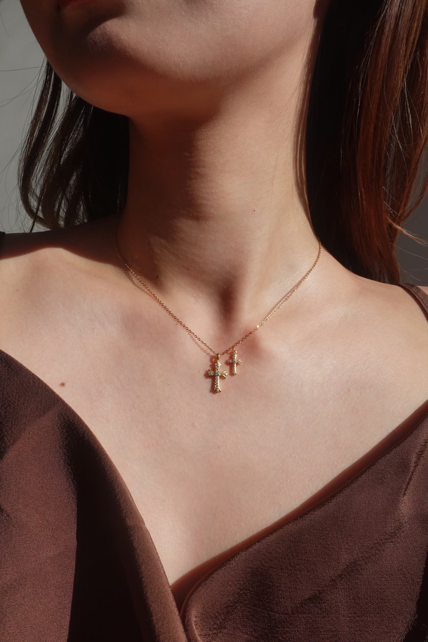 CREA レディース ネックレス Twin Crosses Necklace Twin Crosses Necklace | 金属アレルギー対応のアクセサリー crea.jewelry