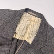 90s リネン100% Burberrys' バーバリー チェック テーラードジャケット L/グレー メンズ 背抜き ビンテージ