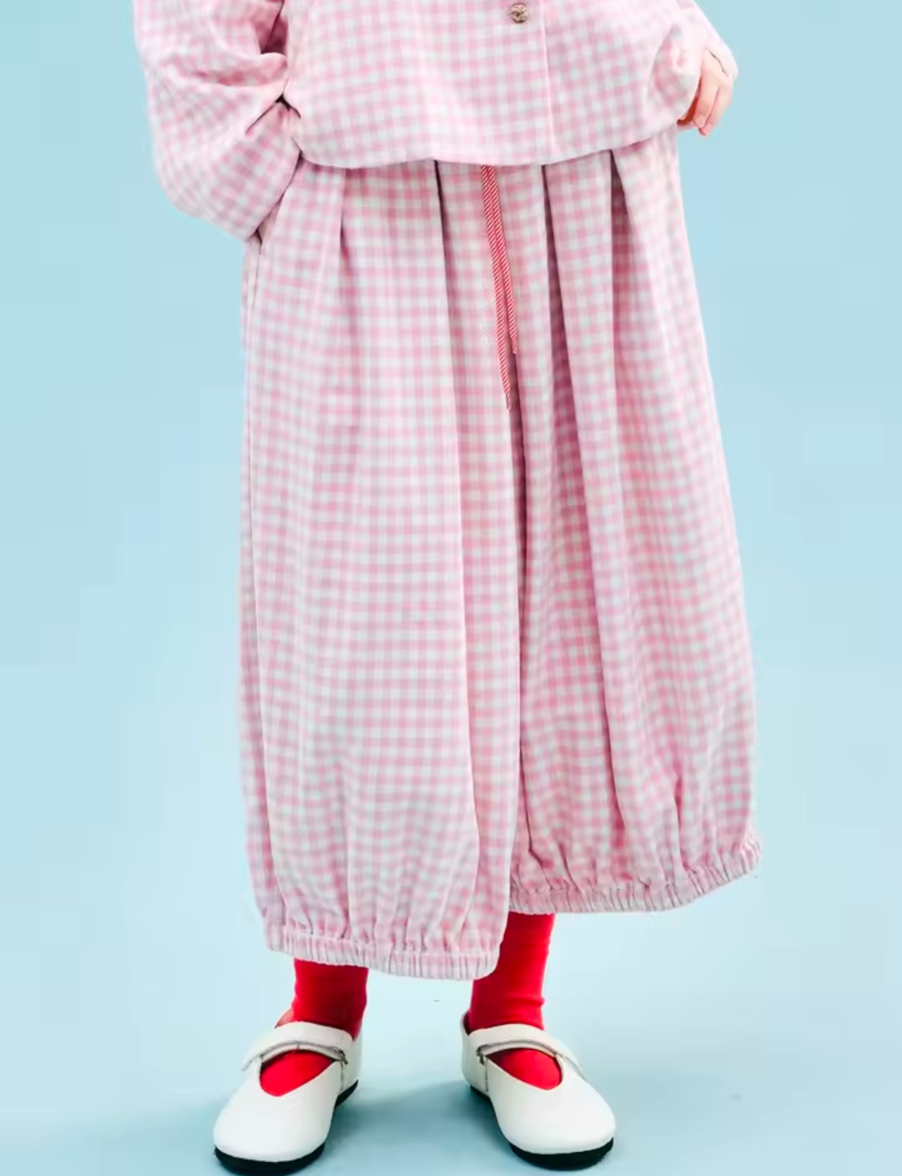 imakokoni ピンクカラーオリジナルチェックワイドパンツ 255239