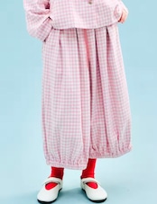 imakokoni ピンクカラーオリジナルチェックワイドパンツ 255239