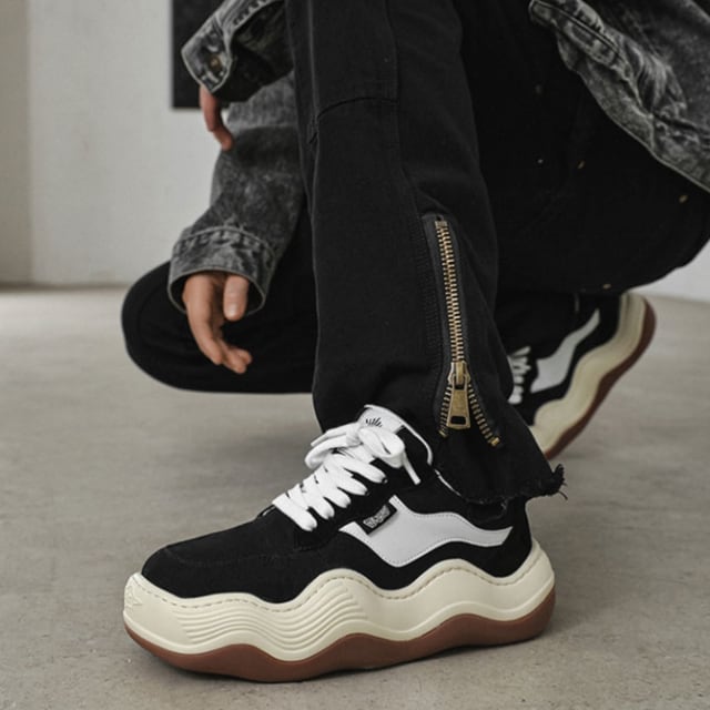 予約販売】スニーカー 厚底 ダッド メンズ スニーカー ウエーブソール