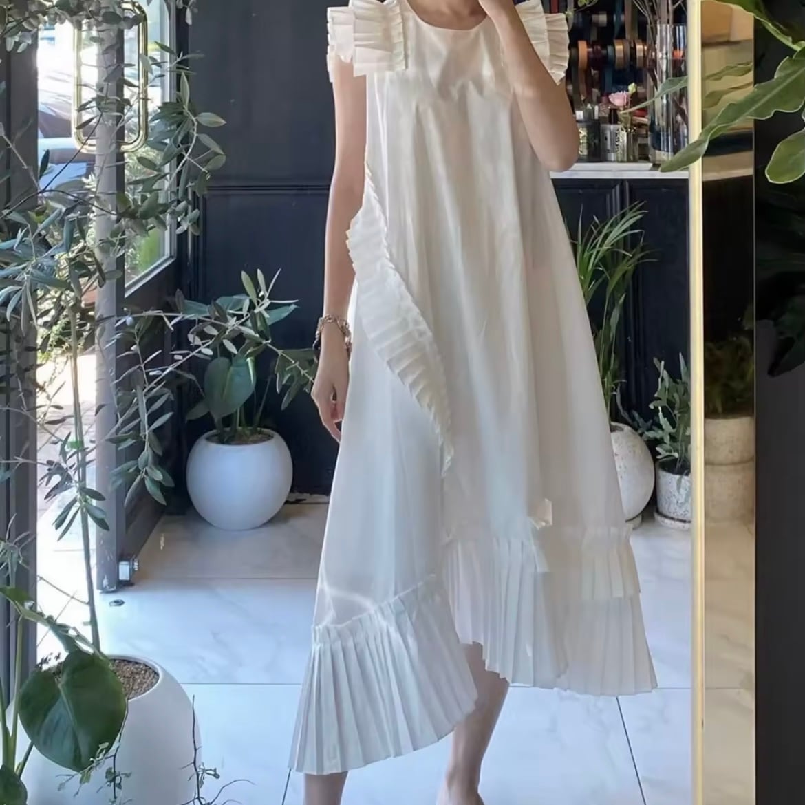 random pleats summer dress