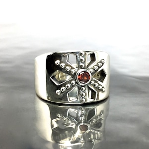 STUD RING [F] with GARNET / スタッドリングF・ガーネット