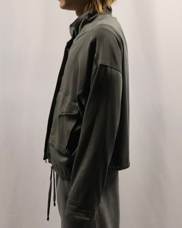 drawstring rayon rider jacket