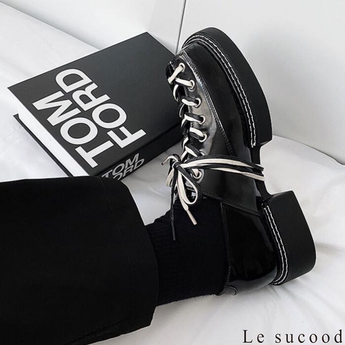 24ss MM6 スクエアトゥレザーシューズダービーシューズ