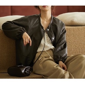 no collar PU leather jacket(2color)＜j1692＞