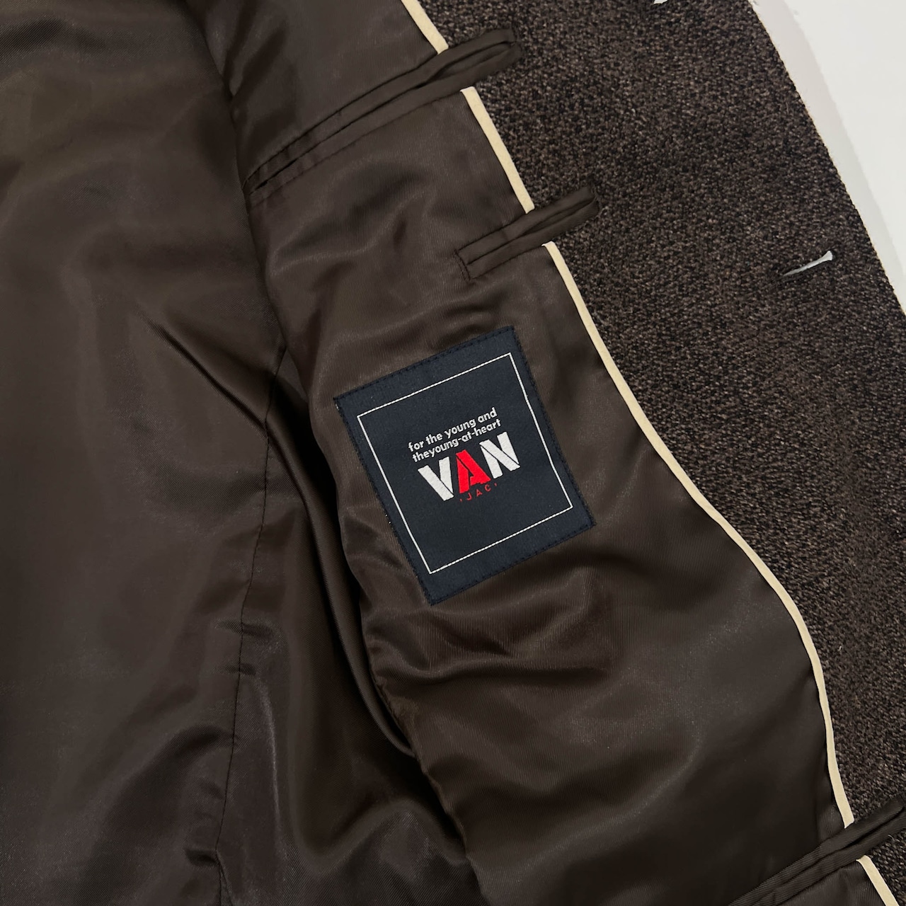 VAN JAC ヴァンヂャケット カシミヤ混 3B テーラードジャケット M/ブラウン