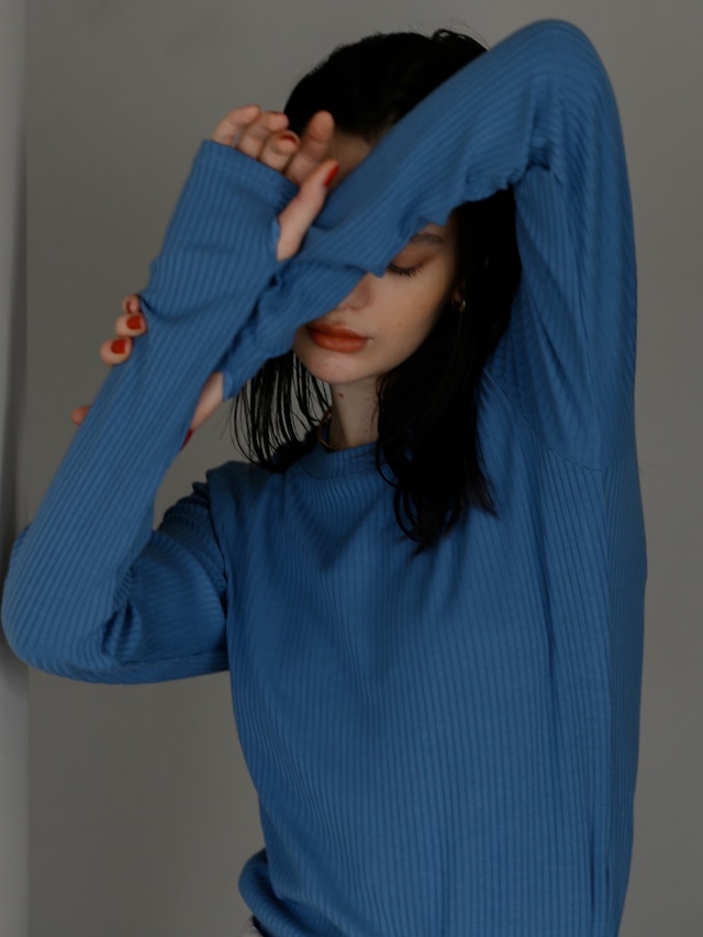 crew-neck tereko tops（blue）