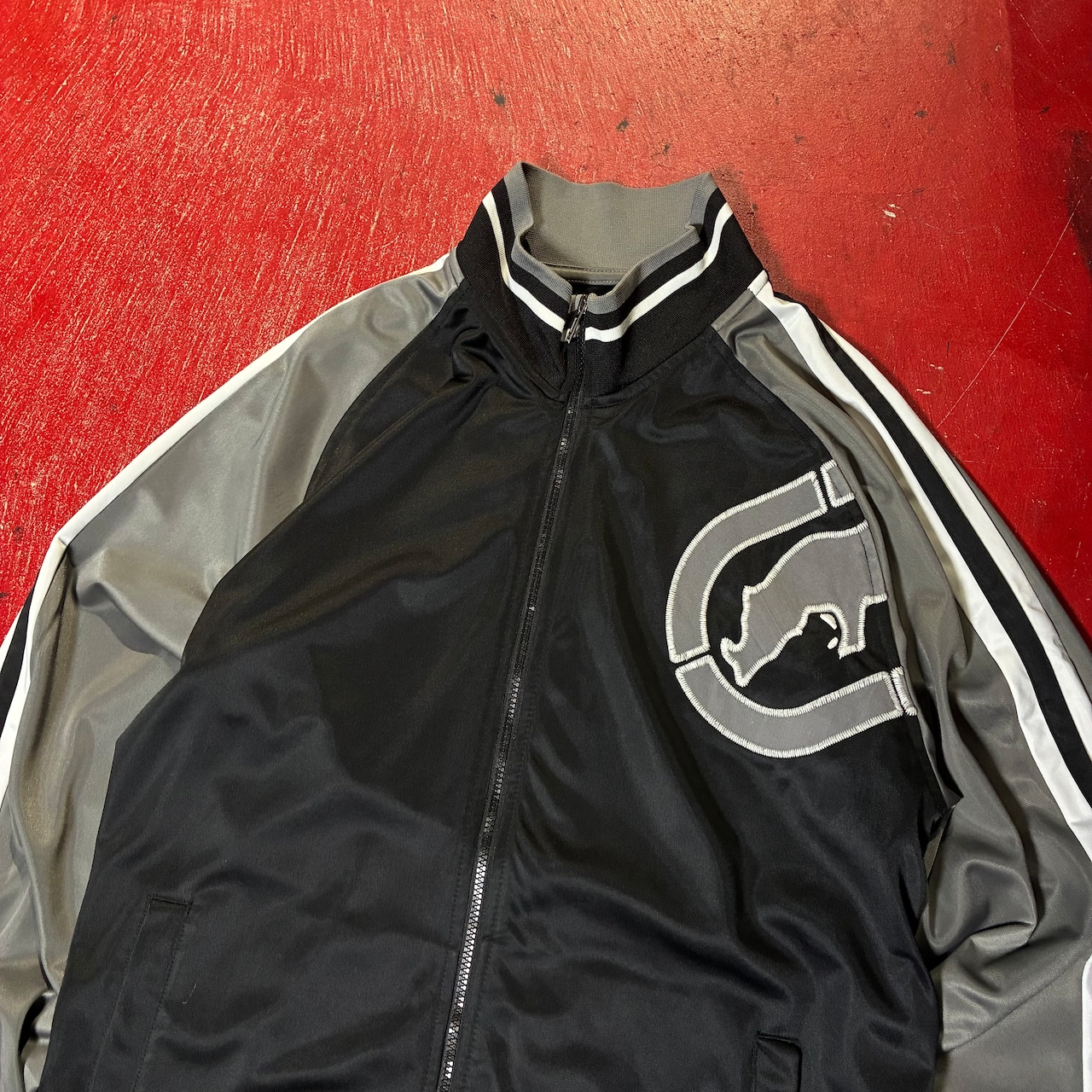 ECKO UNLTED Hip Hopトラックジャケット 黒×グレー オーバーサイズ エコー