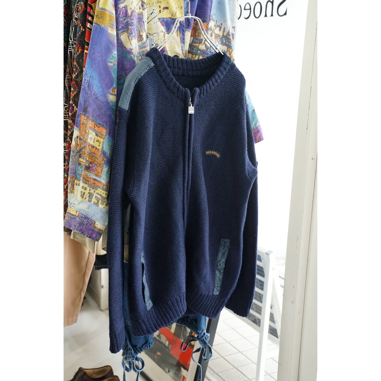 PAUL & SHARK ノーカラードライバーズニットジャケット ネイビー(サイズ表記なし・実寸M相当)|NA407