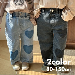 《取寄》 ハートデニムパンツ （全２色） QQMM 2024春 韓国子供服 ジーンズ ジーパン ストレートデニム  ハートマーク
