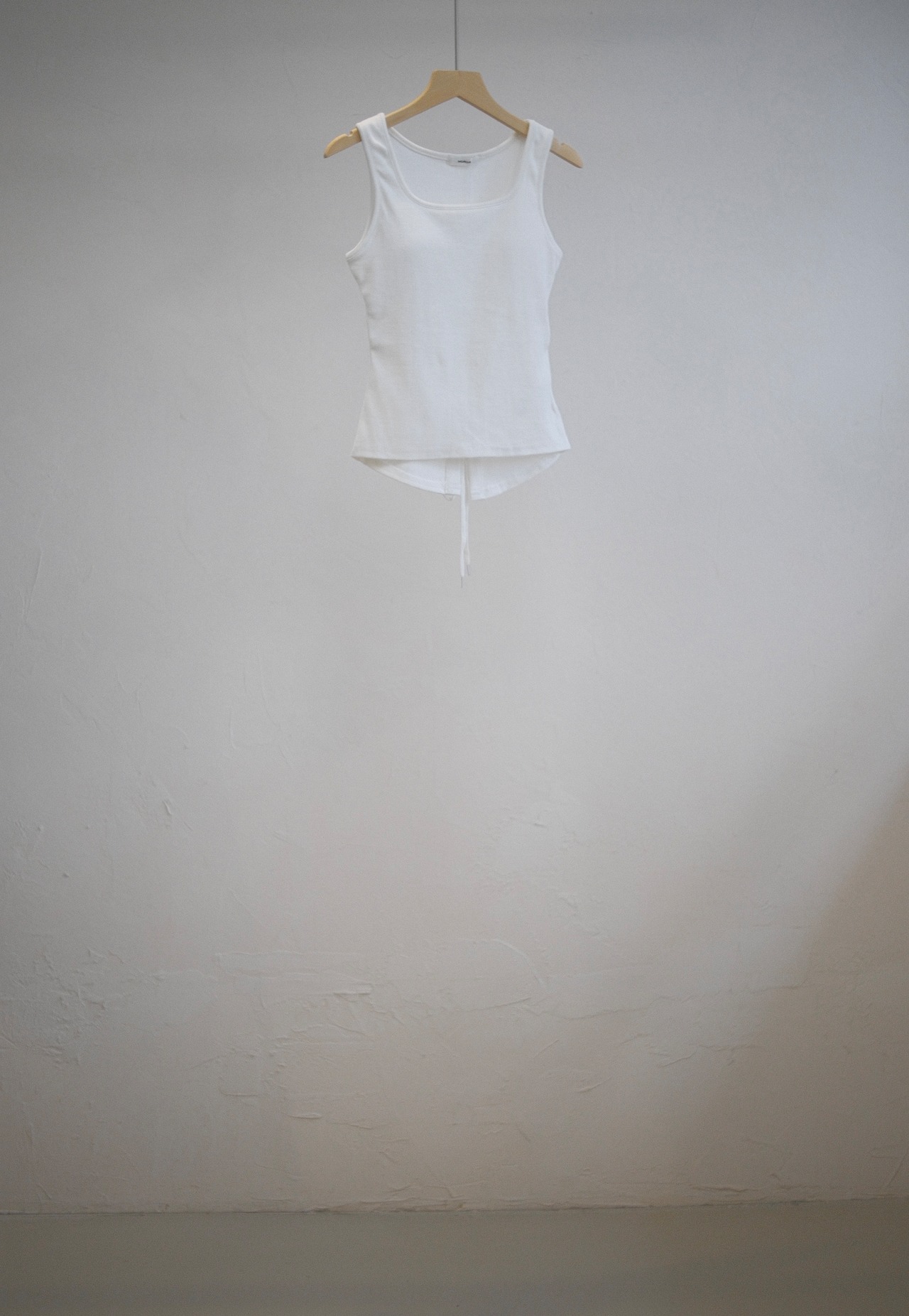 Back Lace-Up Ribbed Tank Top / WHITE - 5