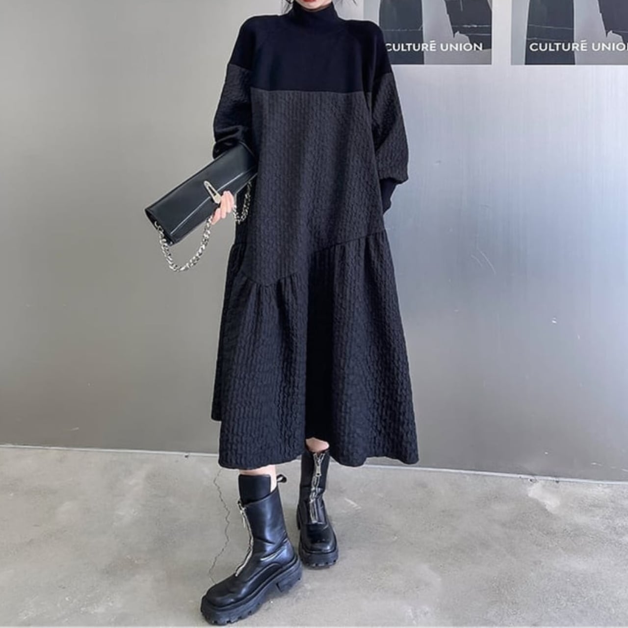 ハイネック ティアード ワンピース 3412465