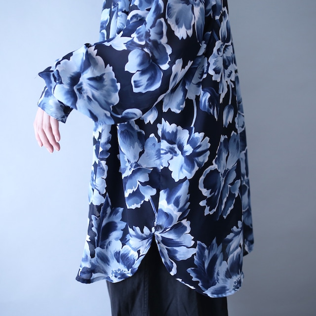 beautiful flower pattern over silhouette see-through shirt