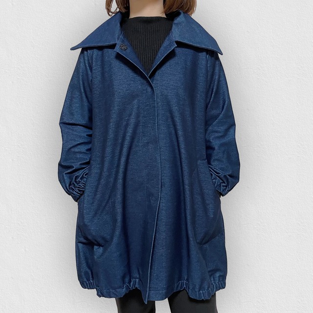 バルーンシルエット 伸縮性のある デニムコート｜綿100%｜画像8