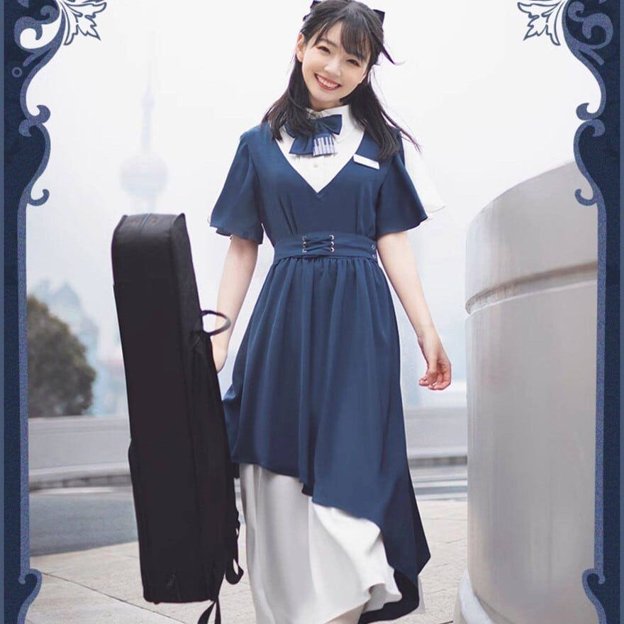 ロリータファッション セーラー風セットアップ ネイビー シフォン