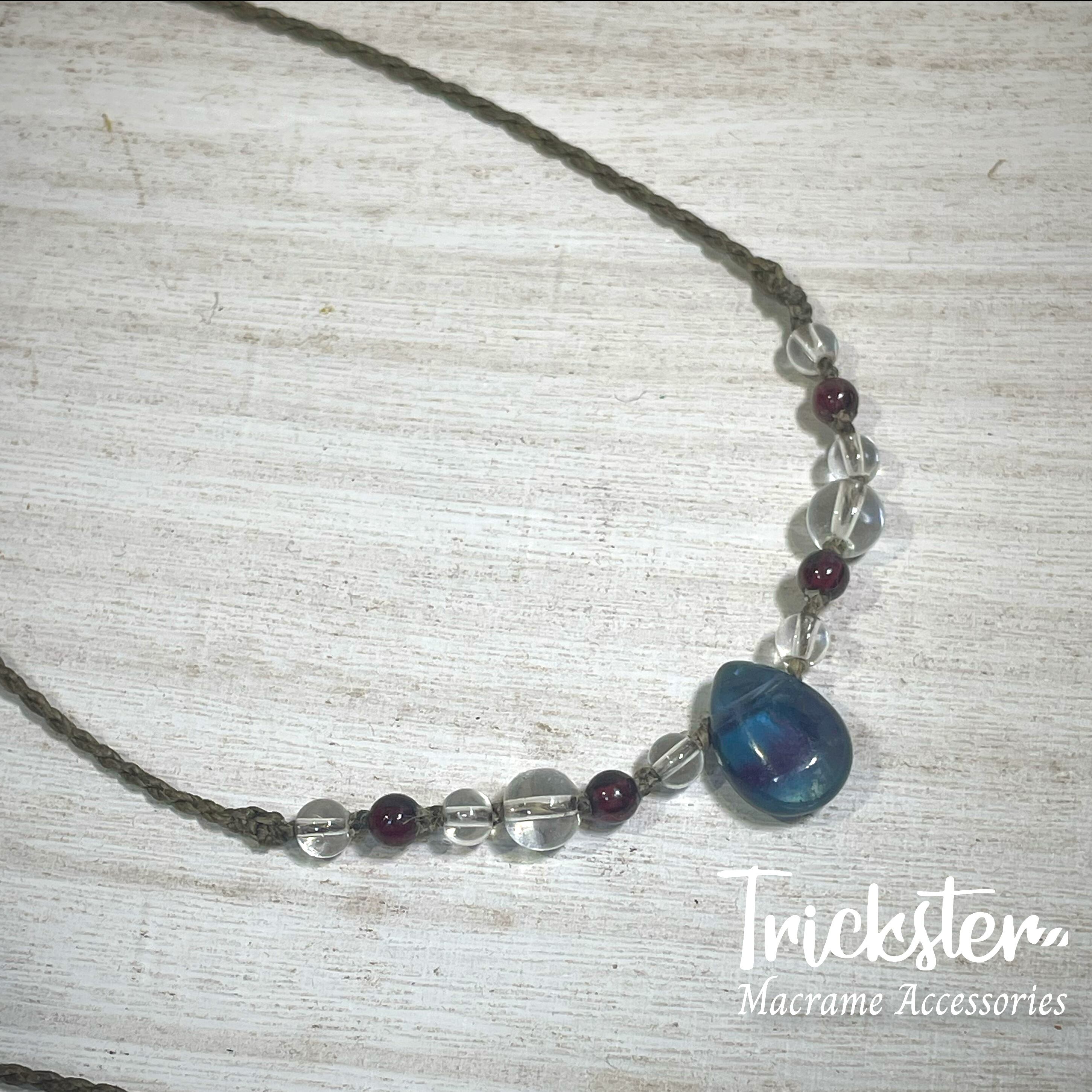 フローライト ガーネット マクラメペンダント T213 | Trickster